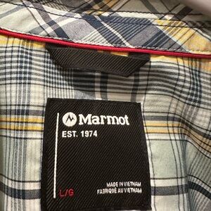 Marmot Men's Yellow and Blue Plaid Shirt